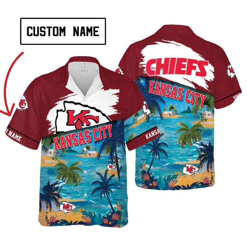 Personalized Kansas City Chiefs Tropical Shores Hawaiian Shirt - ChiefsFam