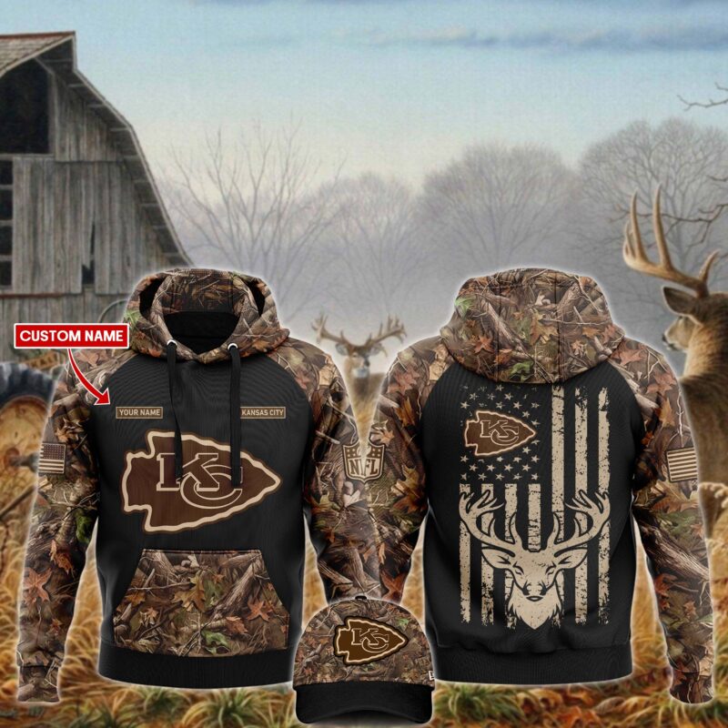 Personalized Kansas City Chiefs Us Flag Hunting Hoodie - ChiefsFam