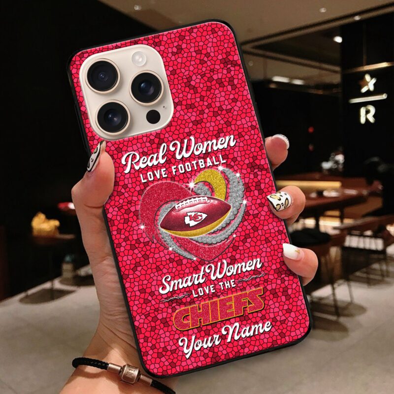 Real Women Love Football Smart Women Love The Chiefs Phone Case Glass - ChiefsFam