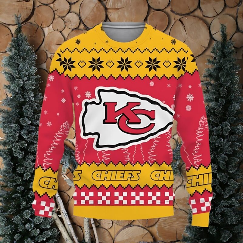 Snow Team Logo Kansas City Chiefs Christmas Tree Ugly Xmas Sweater - ChiefsFam