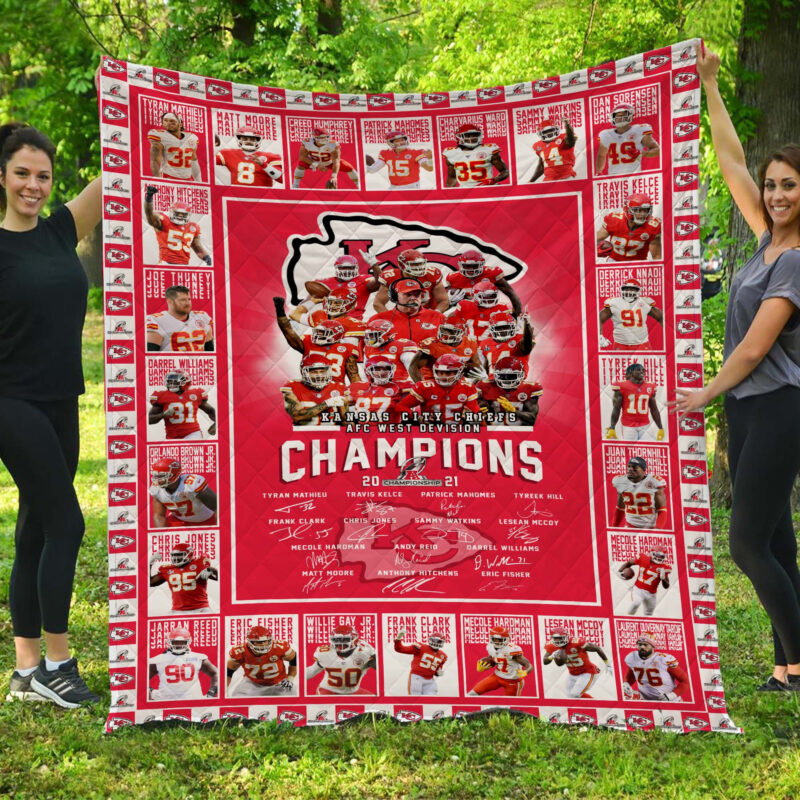 Sport 2021 AFC West Division Kansas City Chiefs Champions Premium Quilt 079