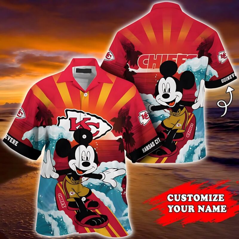 Surfing Chiefs Mickey Mouse Personalized Hawaiian Shirt - ChiefsFam