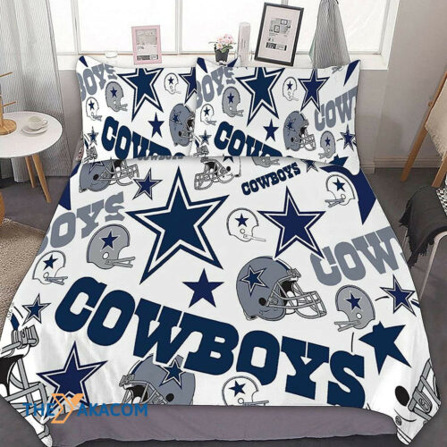 Dallas American Football Team Dem Boyz Cowboys Helmet Set Comforter Duvet Cover With Two Pillowcase Bedding Set