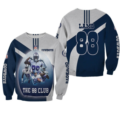 Dallas Cowboys Ceedee Lamb 88 The 88 Club Dark Blue Jersey Style 3D Allover Gift For Cowboys Fans Lamb Fans Sweater