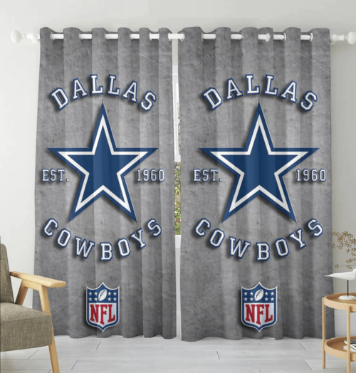 Dallas Cowboys EST 1960 Gray Blackout Window Curtain 2 Panels For Livi