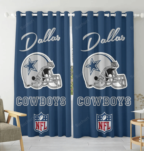 Dallas Cowboys Helmet NFL Blue Blackout Window Curtain 2 Panels For Li