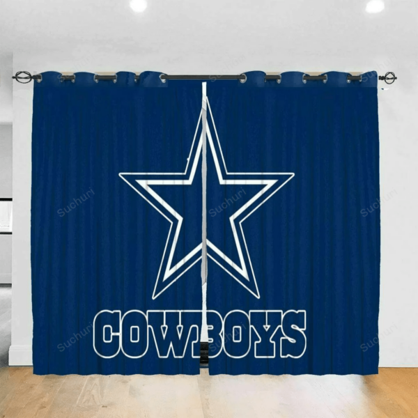 Dallas Cowboys Logo Blue Background Blackout Window Curtain For Living