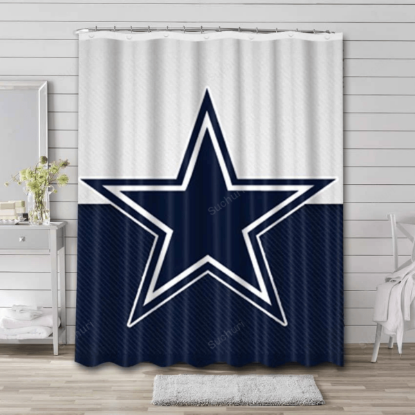 Dallas Cowboys Logo Blue Background Shower Curtain Non-Slip Toilet Lid