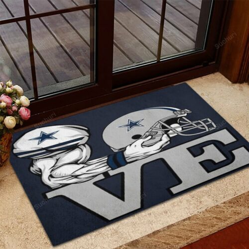 Dallas Cowboys Love Arm Helmet Foldable Doormat Indoor Outdoor Welcome