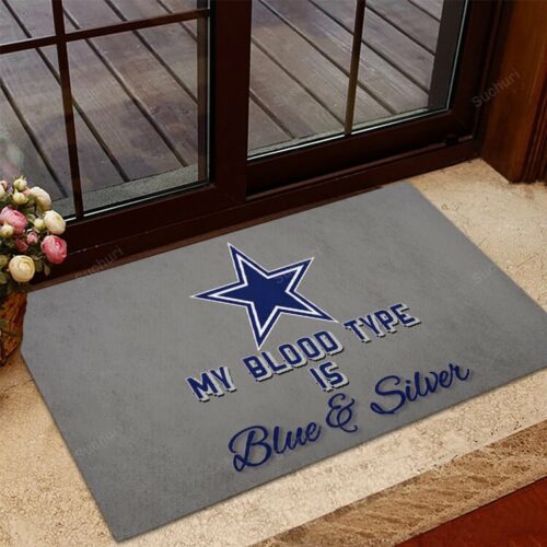 Dallas Cowboys My Blood Type Foldable Doormat Indoor Outdoor Welcome M