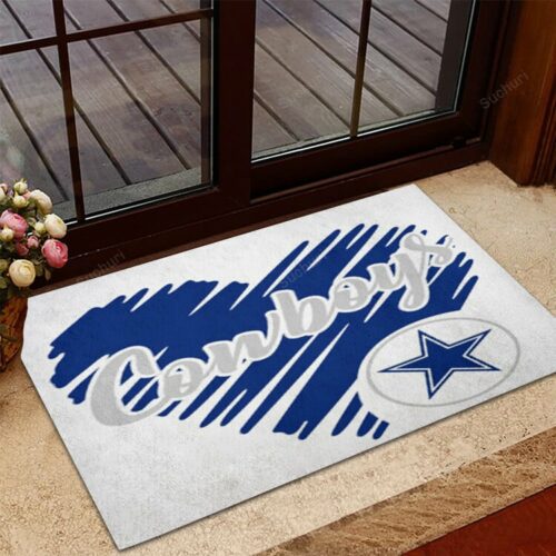 Dallas Cowboys Navy Heart Cowboys Foldable Doormat Indoor Outdoor Welc