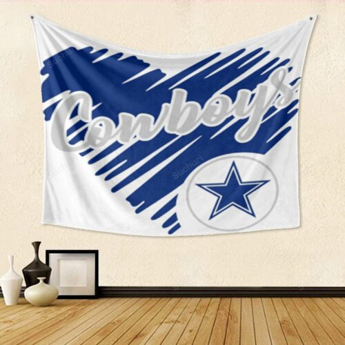 Dallas Cowboys Navy Heart Cowboys Gift For Fan 3D Full Printing Tapest