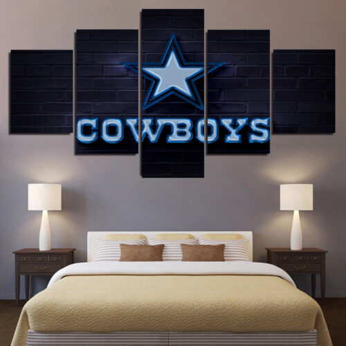 Dallas Cowboys Neon 5 Piece Canvas Art Wall Decor - Canvas Prints Artwork