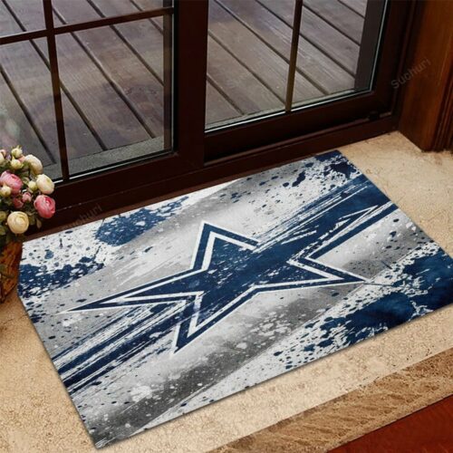 Dallas Cowboys Painting Gray White Star Foldable Doormat Indoor Outdoo