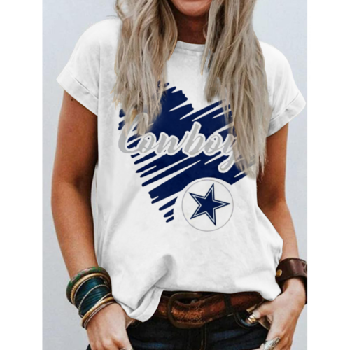 Dallas Cowboys Round Collar Short Sleeves Pure Cotton Printing T-Shirt