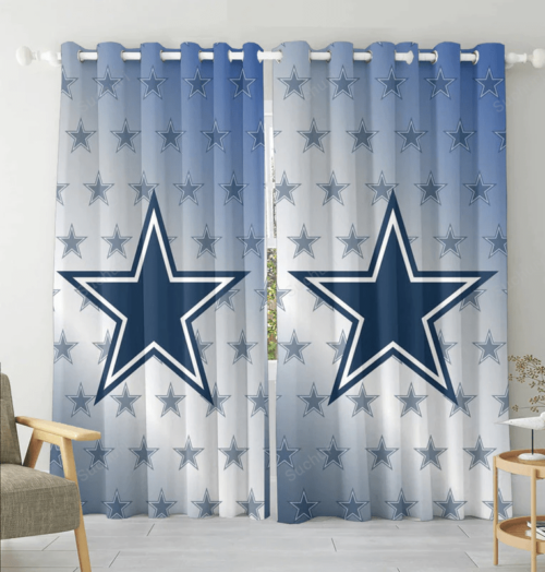 Dallas Cowboys Small Stars Behind Blackout Window Curtain 2 Panels For