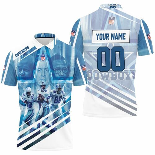 Dallas Cowboys Triplets Emmitt Smith 22 Troy Aikman 8 Michael Irvin 88 Personalized 3D All Over Print Polo Shirt