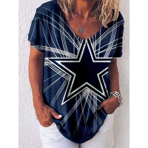 Dallas Cowboys V-Neck Short-Sleeved Loose T-Shirt