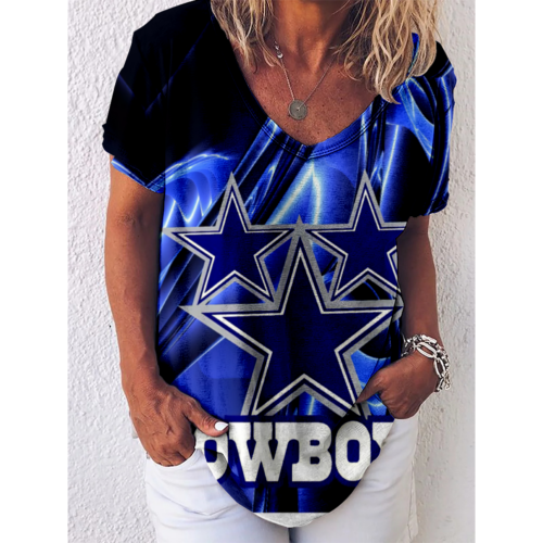 Dallas Cowboys V-Neck Short-Sleeved Loose T-Shirt