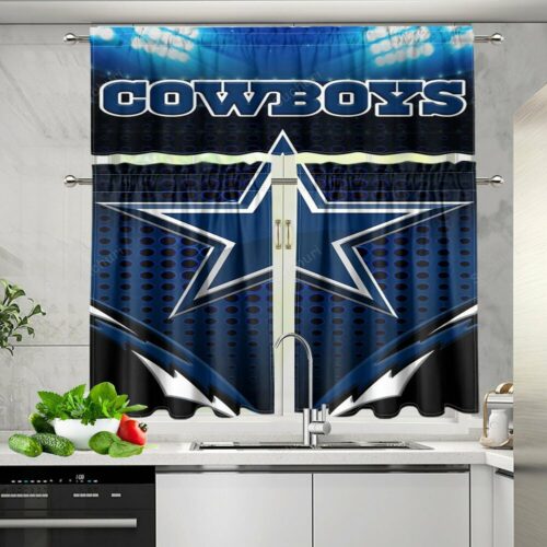 Dallas Cowsboys Cowboys Stadium Light Kitchen Curtain Valance and Tier