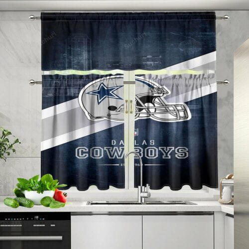 Dallas Cowsboys EST 1960 Helmet City Kitchen Curtain Valance and Tiers