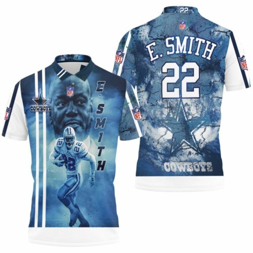 Emmitt Smith 22 Dallas Cowboys 3D Polo Shirt, Jersey