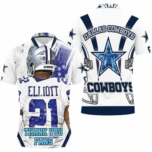 Ezekiel Elliott #21 Nfc East Division Champions Super Bowl 2021 Dallas Cowboys Thank You Fans 3D All Over Print Polo Shirt