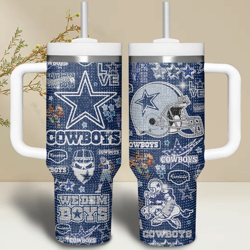 Dallas Cowboys Bling NFL Custom Stanley Cup 40 oz 30 oz Tumbler With Handle | StormMerch