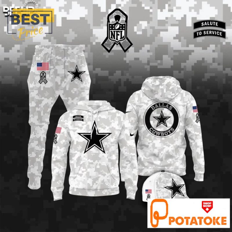 Dallas Cowboys Camo 2024 Salute to Service Hoodie, Jogger, Cap - Potatoke