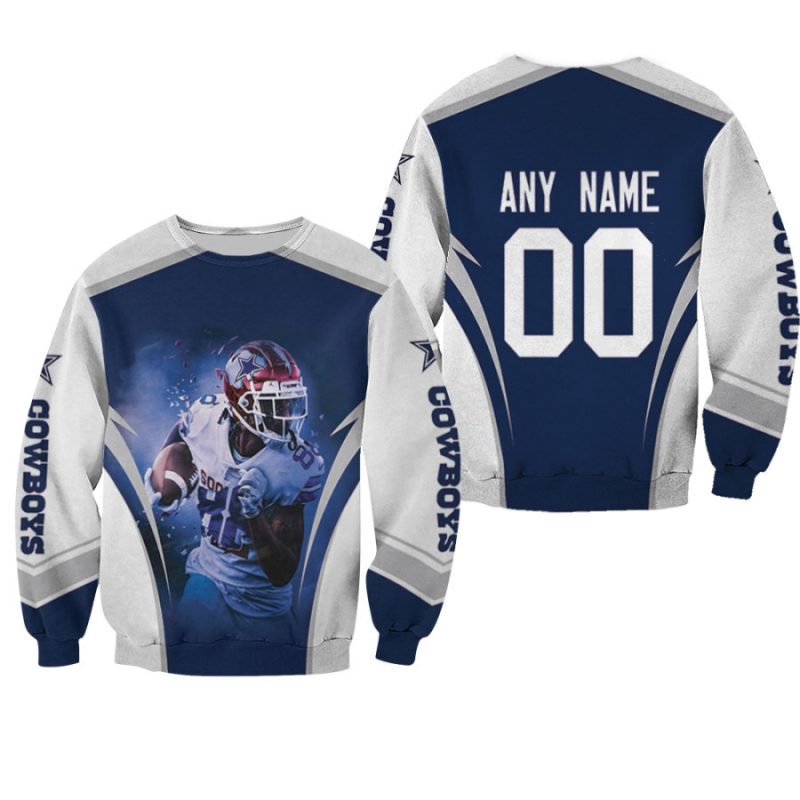 Dallas Cowboys Ceedee Lamb 00 Any Name Dark Blue Jersey Style 3D Allover Gift With Custom Number Name For Cowboys Fans Sweater