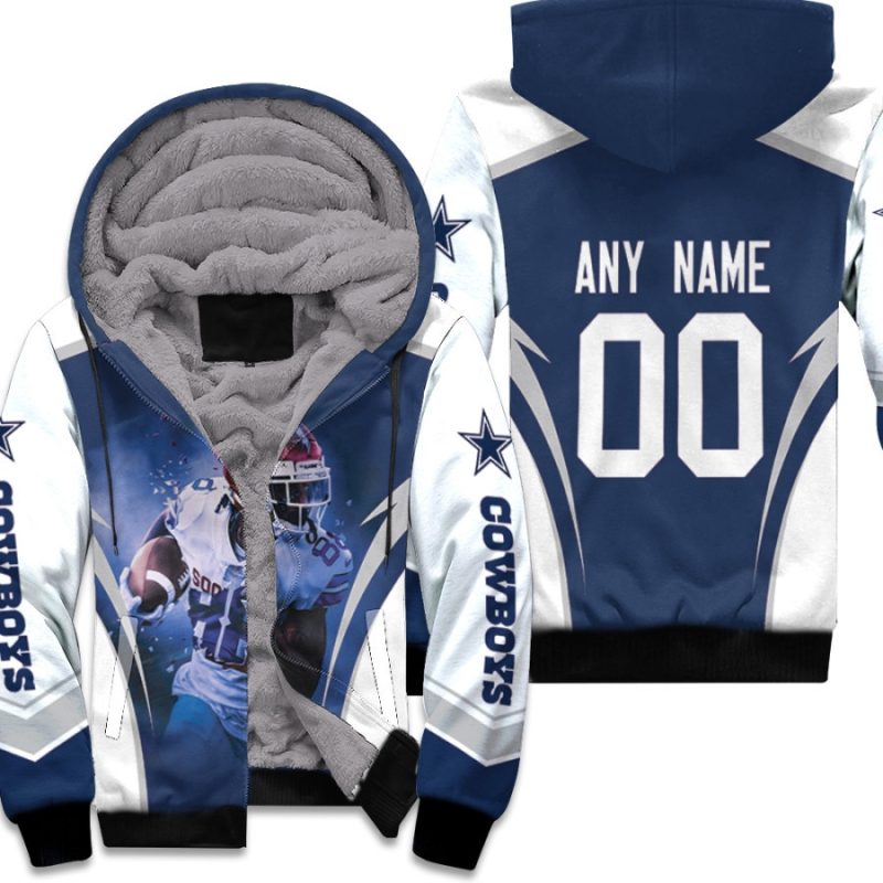 Dallas Cowboys Ceedee Lamb 00 Any Name Dark Blue Jersey Style 3D Allover Gift With Custom Number Name For Cowboys Fans Fleece Hoodie