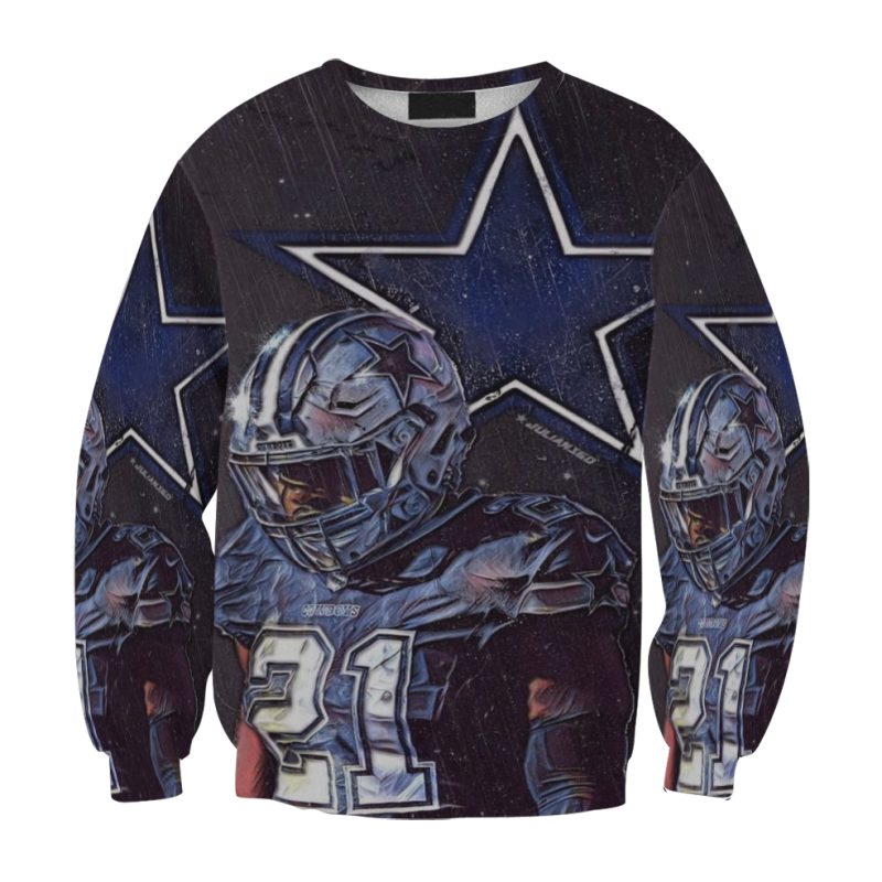 Dallas Cowboys Ezekiel Staning Under Rain Gift For Fan 3D Full Printing Sweatshirt