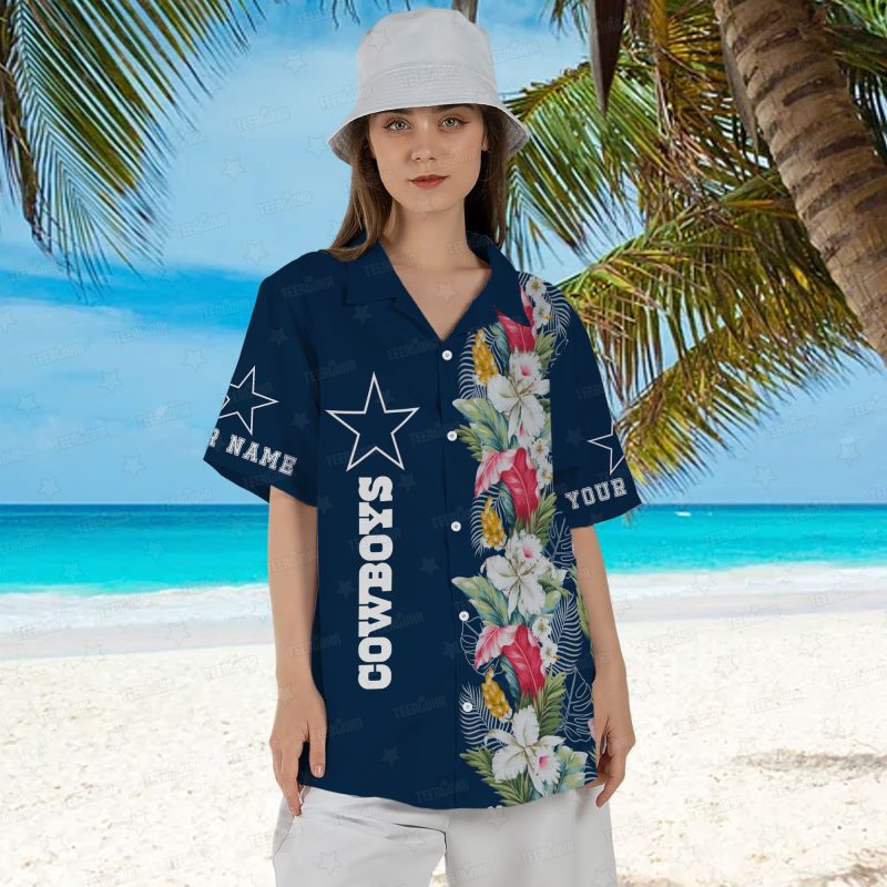 Dallas Cowboys Floral Fantasy Personalized Hawaiian Shirt - TeeAloha