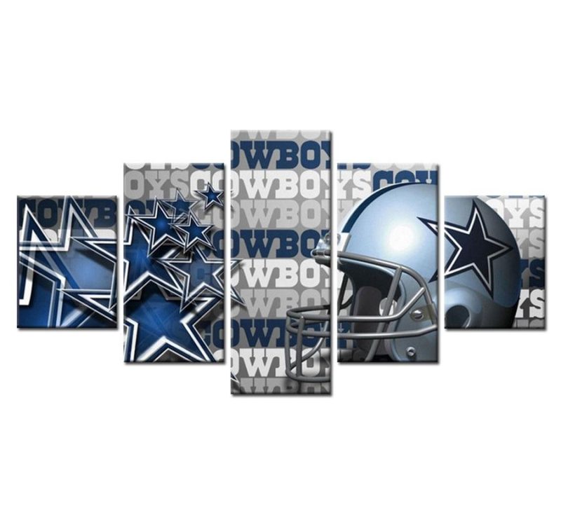 Dallas Cowboys Football Sport 5 Panel Canvas Art Wall Decor