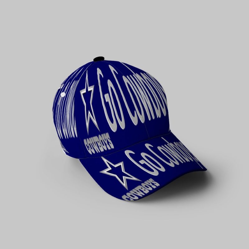 Dallas Cowboys Go Cowboys Navy 3D Printing Baseball Cap Classic Hat - Potatoke