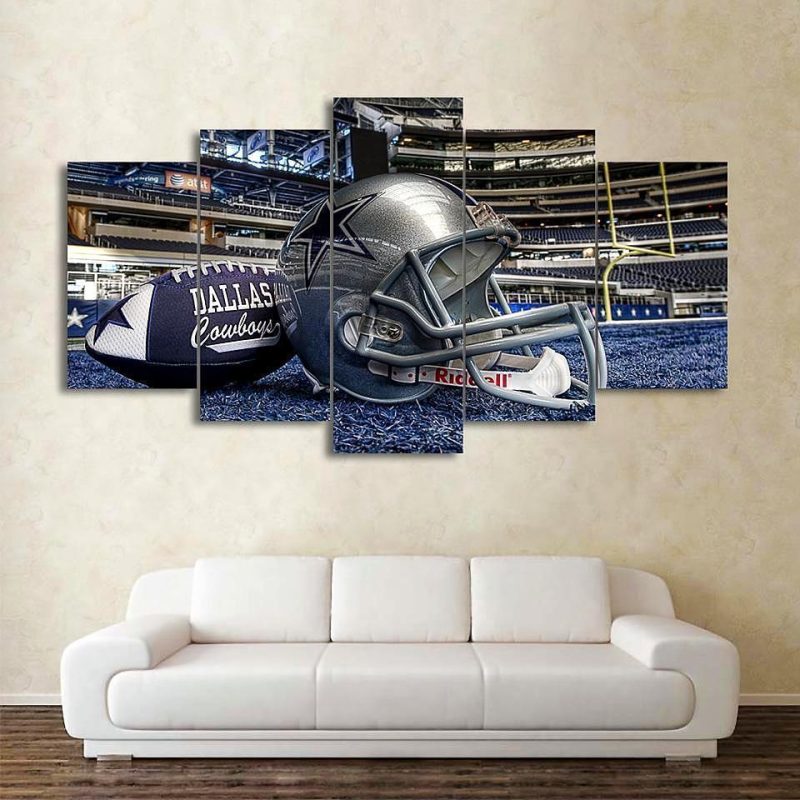 Dallas Cowboys Helmet In Stadium Football – 5 Panel Canvas Art Wall Decor