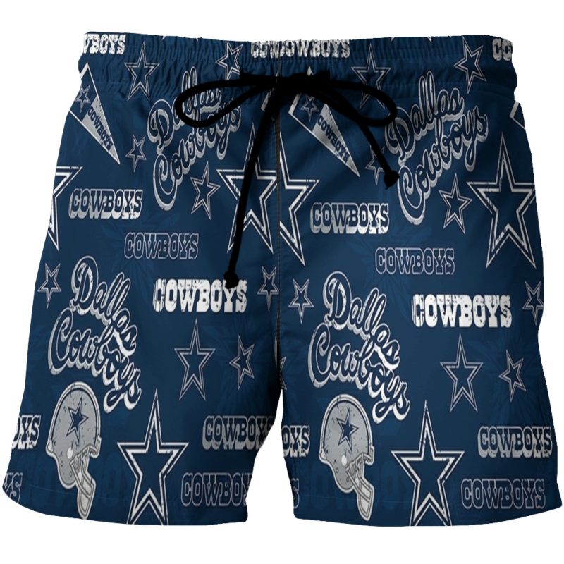 Dallas Cowboys Helmet Star 3D All Over Print Summer Beach Hawaiian Short