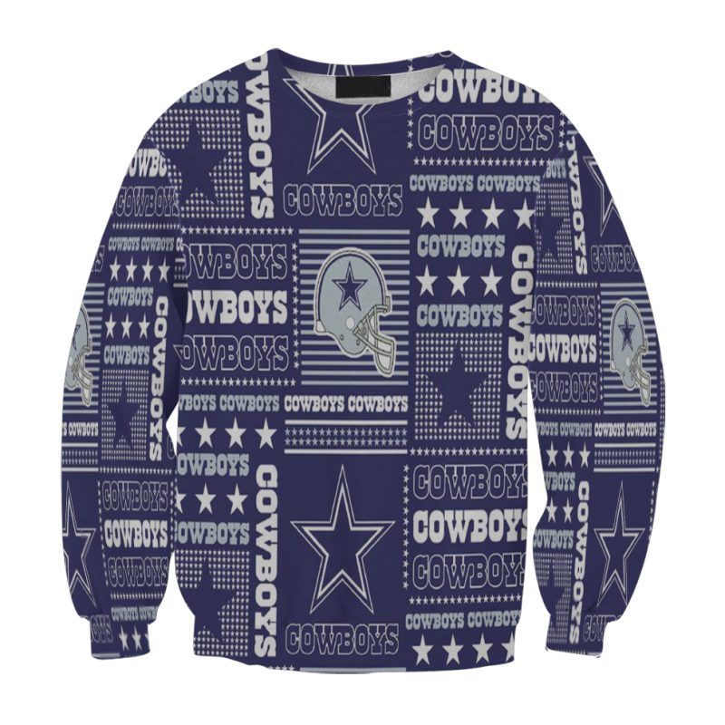 Dallas Cowboys Helmet Star Text Gift For Fan 3D Full Printing Sweatshirt