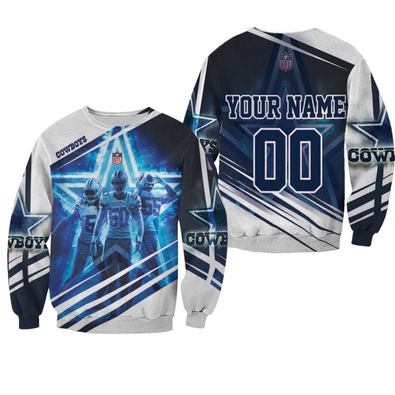 Dallas Cowboys Jaylon Smith 54 Sean Lee 50 Leighton Vander Esch 55 3d Personalized Sweater