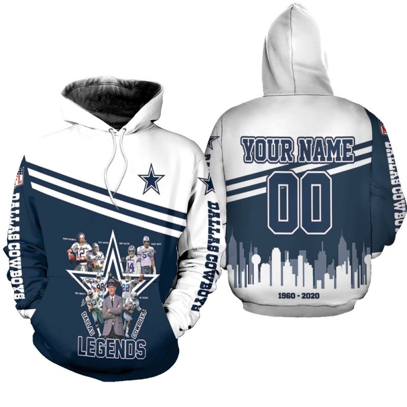 Dallas Cowboys Legends Signature 60th Anniversary For Fan 3d Personalized Hoodie