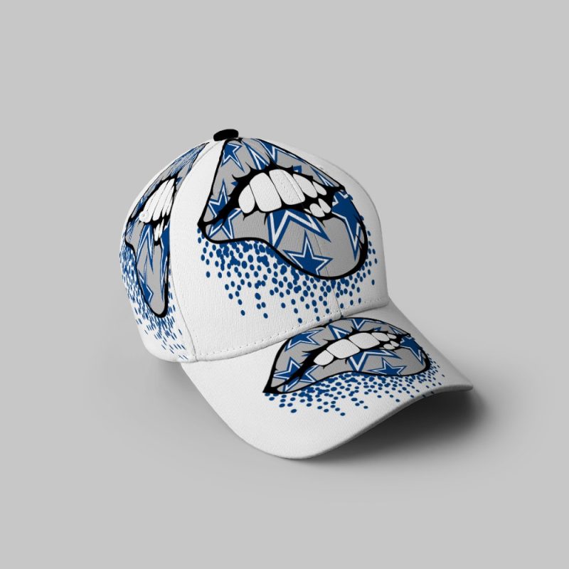 Dallas Cowboys Lips Glitter 3D Printing Baseball Cap Classic Hat - Potatoke