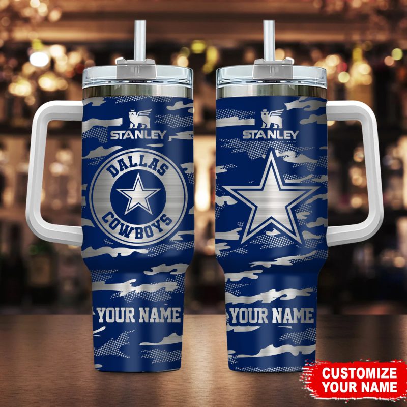 Dallas Cowboys NFL Camo Pattern Custom Stanley Cup 40 oz 30 oz Tumbler With Handle | StormMerch