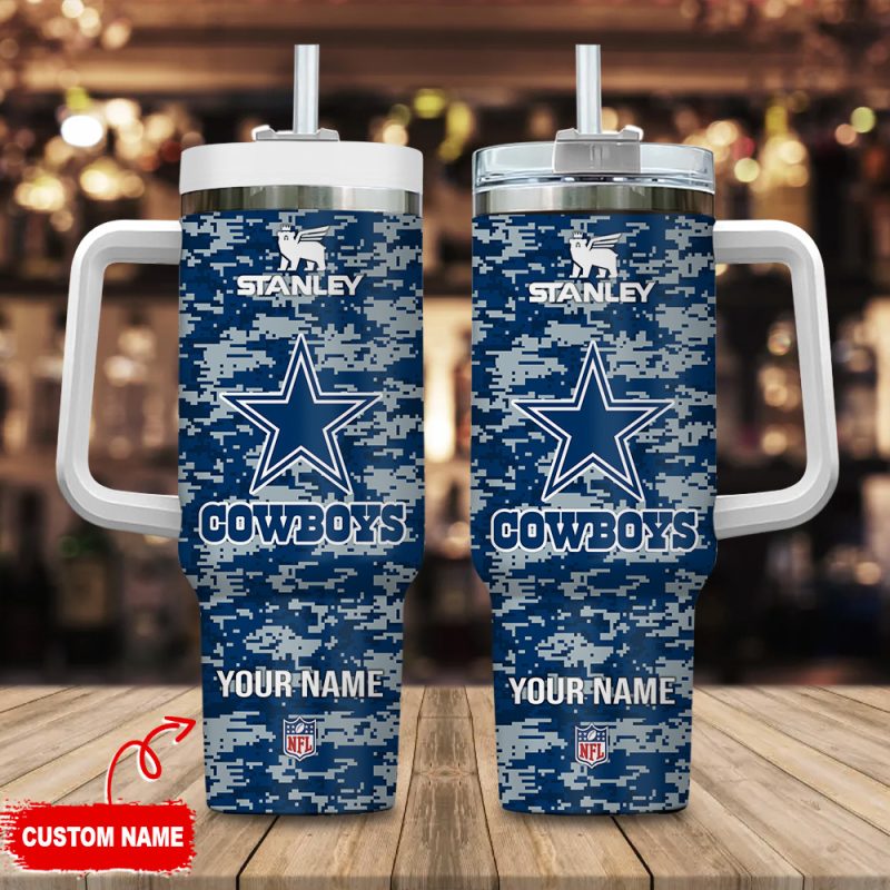 Dallas Cowboys NFL Camouflage Custom Stanley Cup 40 oz 30 oz Tumbler With Handle | StormMerch