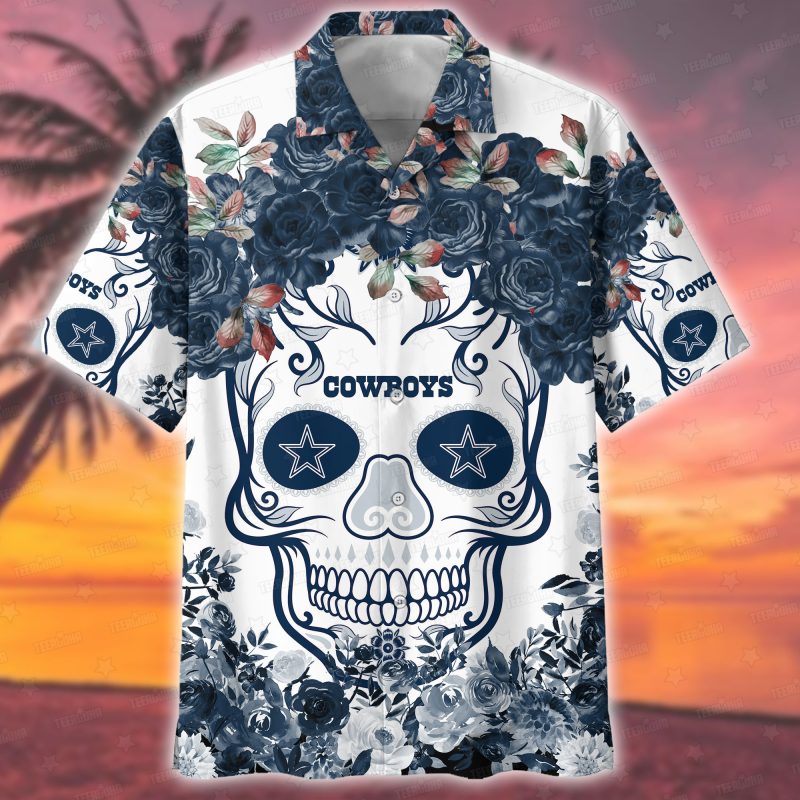 Dallas Cowboys NFL Flower Skull Hawaiian shirt - TeeAloha