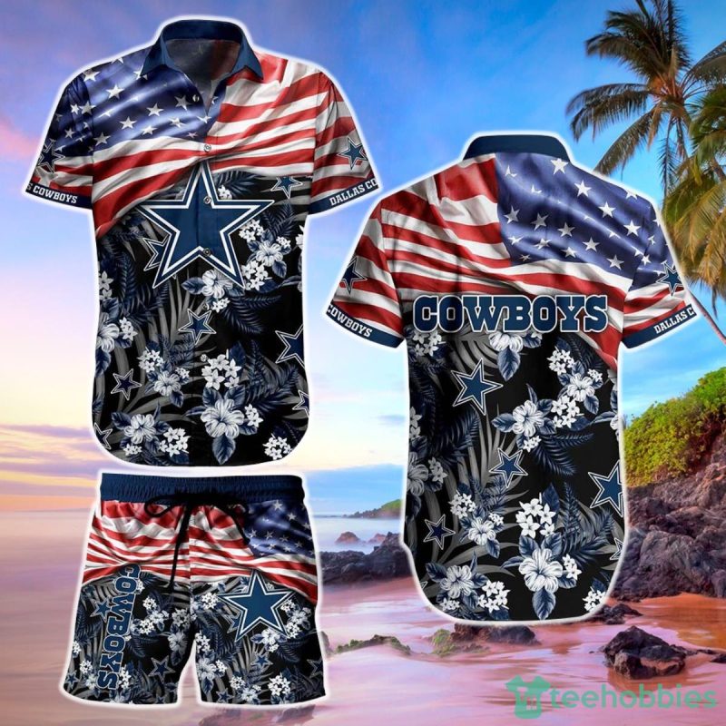 Dallas Cowboys NFL Hawaiian Shirt And Short Summer Tropical Pattern US Flag Best Gift For Sports