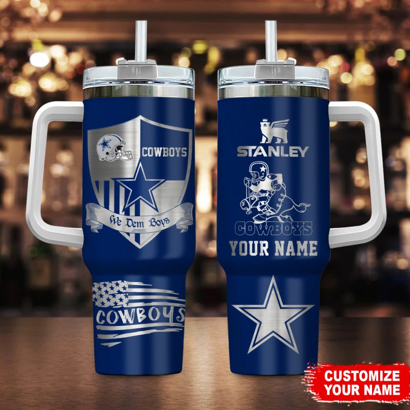 Dallas Cowboys NFL Silver Logo Custom Stanley Cup 40 oz 30 oz Tumbler With Handle | StormMerch