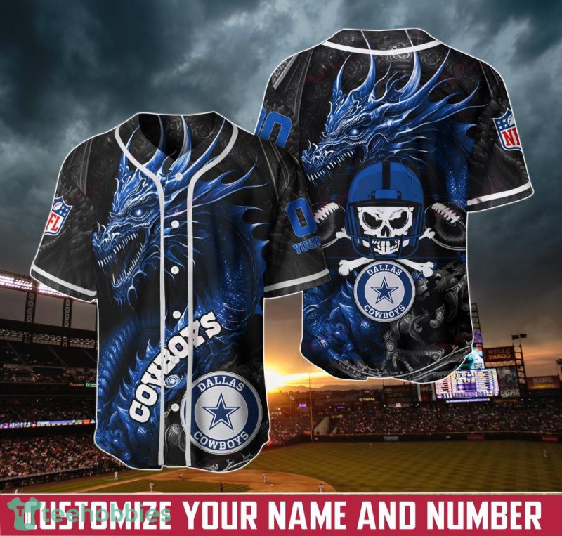 Dallas Cowboys Personalized Name And Number NFL 3D Baseball Jersey Shirt For Fans