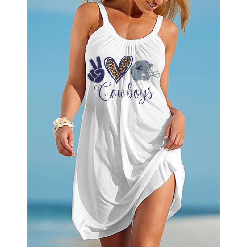 Dallas Cowboys Printed Beach Dress For Leisure