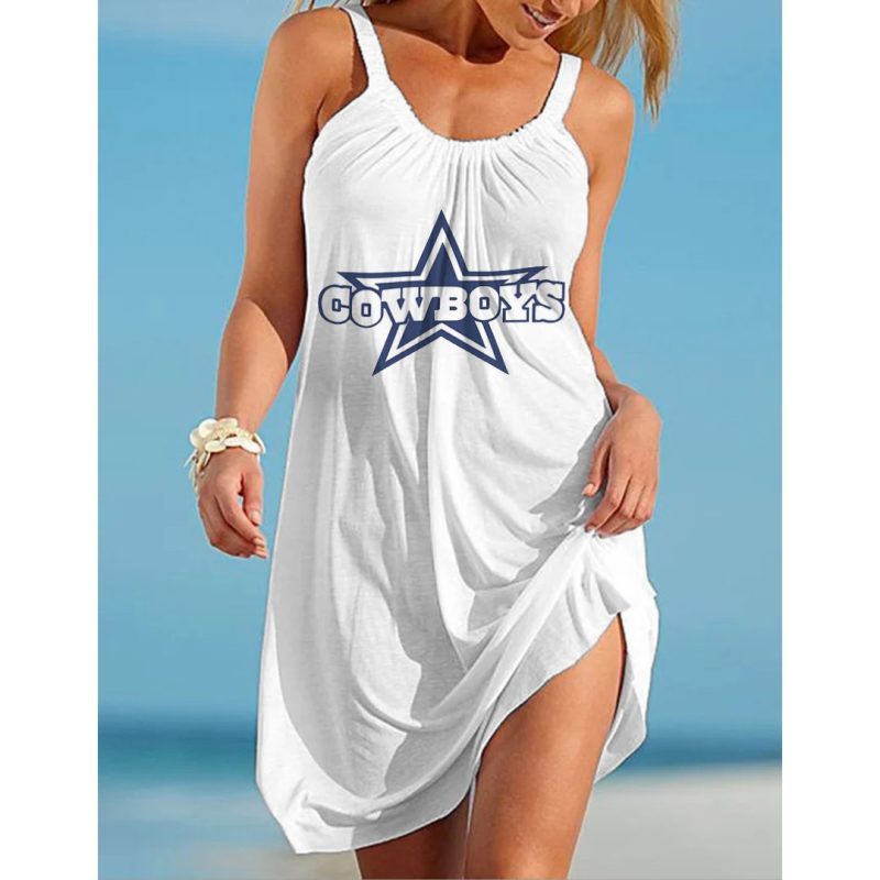 Dallas Cowboys Printed Beach Dress For Leisure
