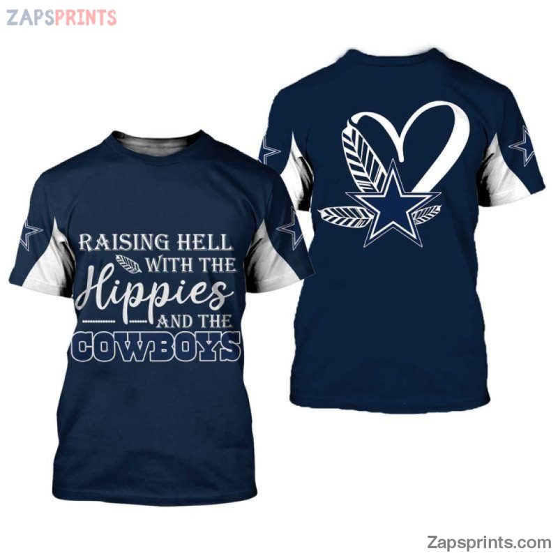 Dallas Cowboys Raising Hell With The Hippies And The Cowboys 3 D T Shirt